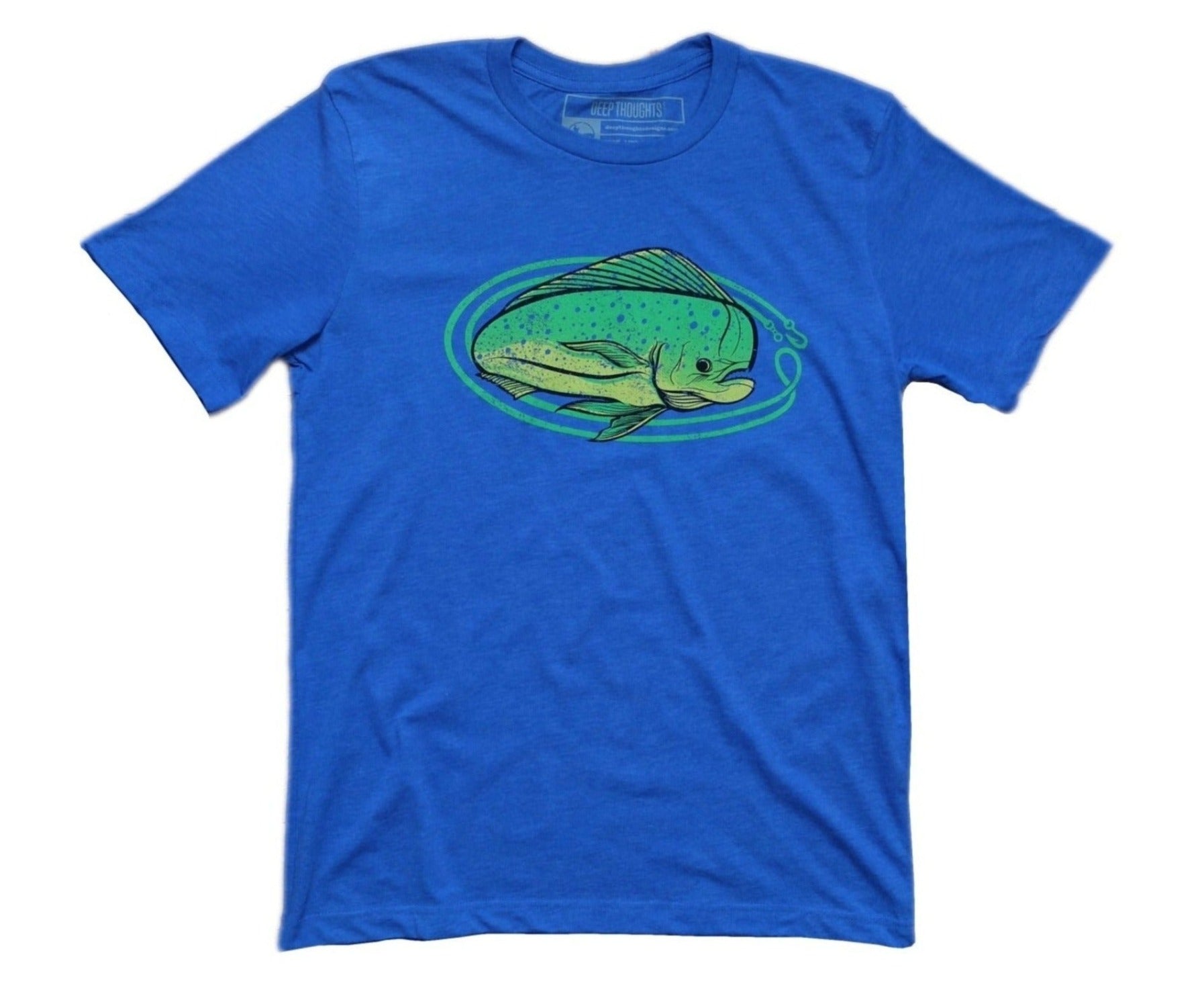 Lemon Lime Mahi' Fishing T-Shirt - Heather Royal Blue – Deep