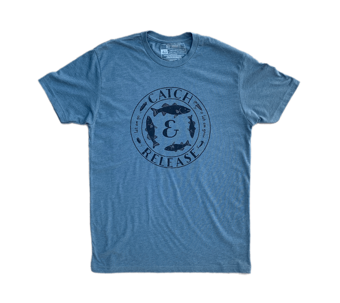 'Catch and Release' Fishing T-Shirt - Heather Indigo