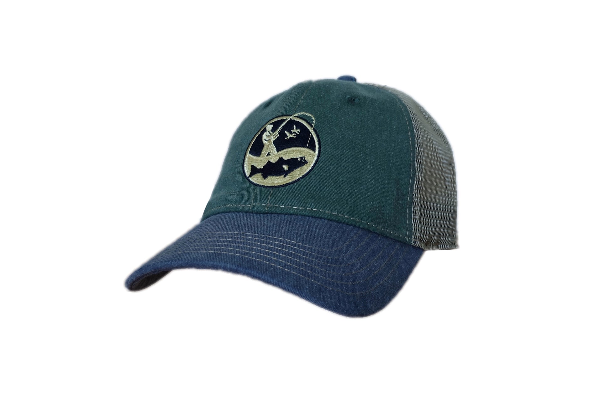 Angler' Trucker Hat - Vintage Green / Navy / Stone – Deep Thoughts Designs